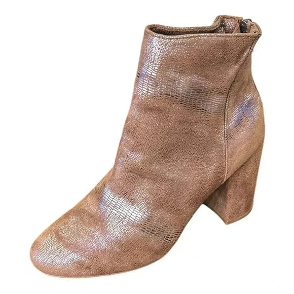 Very G Shoes - Very G Block Heels Ankle Booties Tan Fabric Back Zipper Size 9 NWT